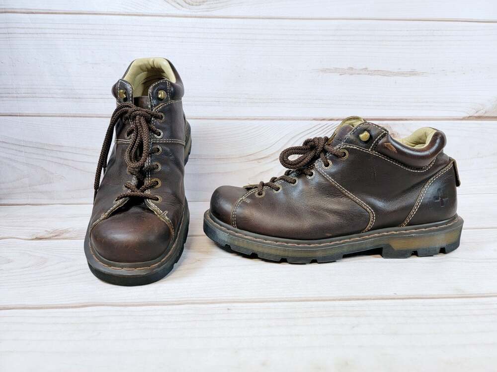 Dr. Martens Brown Leather Lace-Up Ankle Boots Round Toe Men's US 13 UK 12